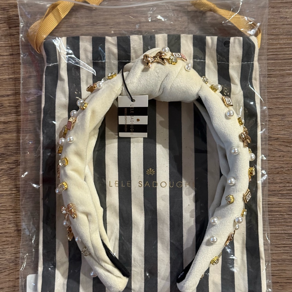 Brand New With Tags Lele Sadoughi Cream Baby Shower Embellished Headband